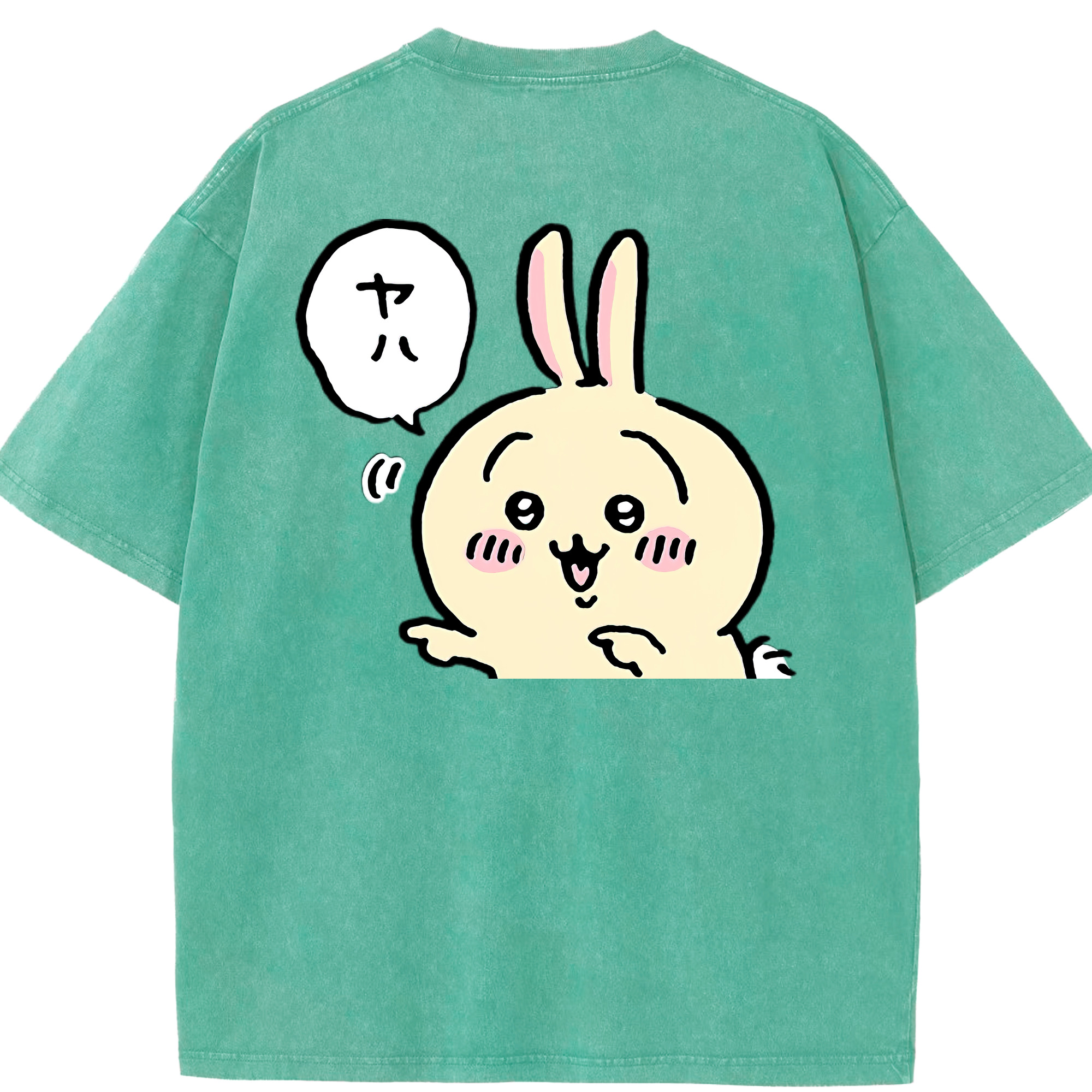 （画像用） ちいかわ うさぎ Chii-kawa usagi 綿100% ヴィンテージ風 半袖Tシャツ（背面プリント）